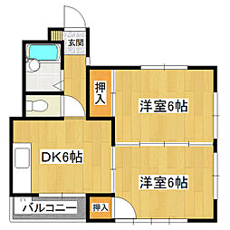 メゾンミヤザキ 2DKの間取図画像