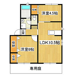 プラテリーアF 2LDKの間取図画像