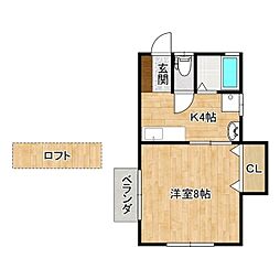 ブリュージュ阿見 1Kの間取図画像