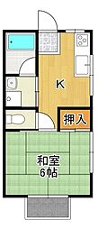 あみハイツ 1Kの間取図画像