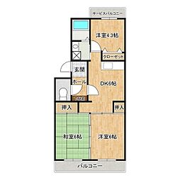 パストラル宮岡 3DKの間取図画像