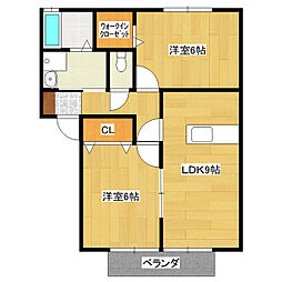 サンガーデン椚A 2LDKの間取図画像