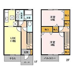 アイビースクエア四季の杜B 2LDKの間取図画像