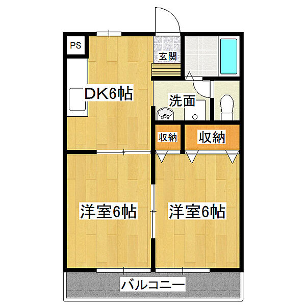 シャロームII 202｜茨城県龍ケ崎市平台3丁目(賃貸アパート2DK・2階・38.88㎡)の写真 その2