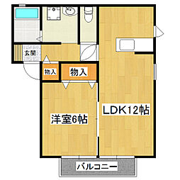 アイビースクエア四季の杜　Ｄ棟 1階1LDKの間取り
