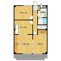 ロイヤル・ヤエ 4階3DKの間取り