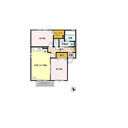 関東鉄道常総線 小絹駅 徒歩9分の賃貸アパート 2階2LDKの間取り
