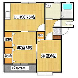 サンライズハイツG 2DKの間取図画像