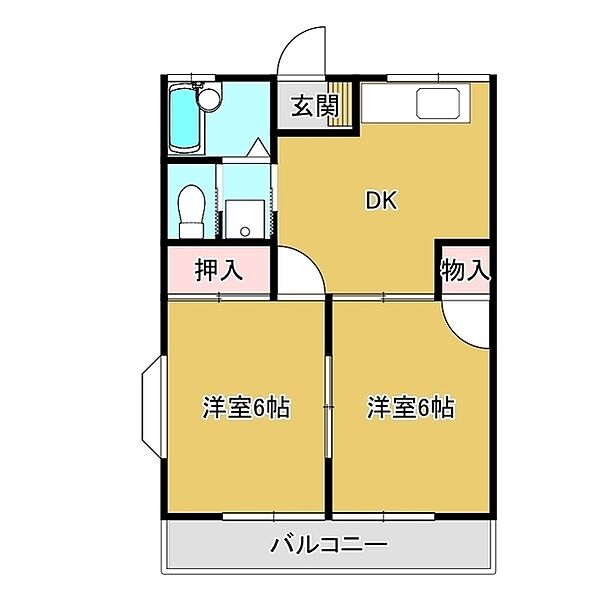 ウィステリアII号棟 201｜茨城県守谷市松ケ丘1丁目(賃貸アパート2DK・2階・36.29㎡)の写真 その2