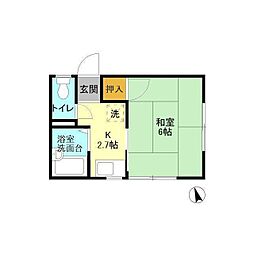 福志荘A 1Kの間取図画像