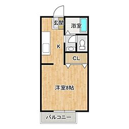 シルクヒルズA 1Kの間取図画像