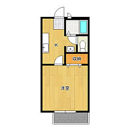 エクストーンA 1Kの間取図画像