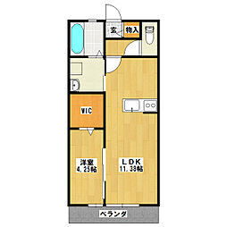 グランハイツ 1LDKの間取図画像