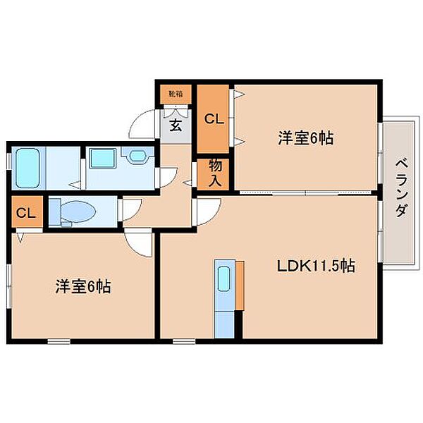 奈良県御所市大字元町(賃貸アパート2LDK・2階・53.76㎡)の写真 その2