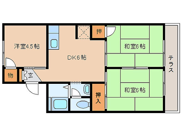 奈良県大和高田市大字市場(賃貸アパート3DK・1階・50.09㎡)の写真 その2