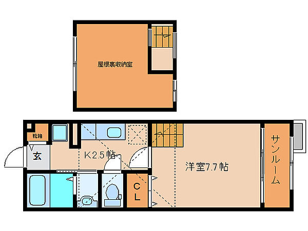 奈良県大和高田市中三倉堂2丁目(賃貸アパート1K・2階・30.43㎡)の写真 その2