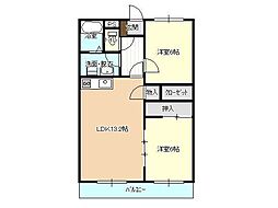 サンフレッシュ西下台 2LDKの間取図画像