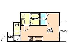 ベルクレール ワンルームの間取図画像