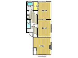 コーポ平野No3 2DKの間取図画像