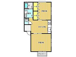 ビューサンライズB 2DKの間取図画像