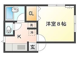 シャトル広面 1Kの間取図画像