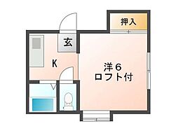 ローリエ手形 1Kの間取図画像