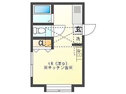 プレステージ飯坂4 ワンルームの間取図画像
