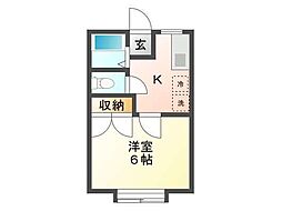 プレステージ飯坂3 1Kの間取図画像