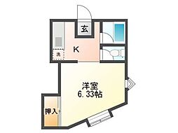 ハイツアメニティー 1Kの間取図画像