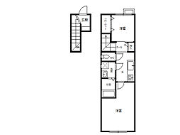 ル・メイユール売市 205号室 2階1SKの間取り