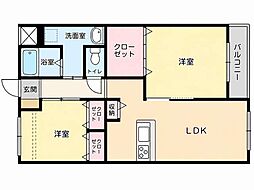 ラ・フェリア 2LDKの間取図画像