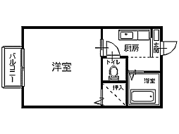 カオリーモ境田 A 2階1Kの間取り