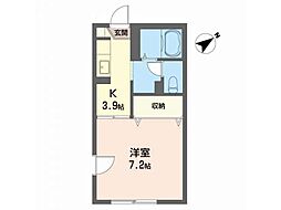 ウエストコート 1Kの間取図画像