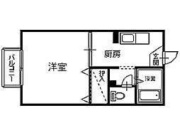 カオリーモ境田B 1Kの間取図画像