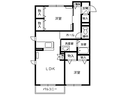 メゾンマスト本宮 2LDKの間取図画像