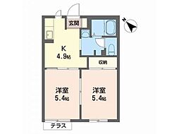 イーストコート 2DKの間取図画像