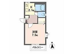 サラエム&エム 1Kの間取図画像