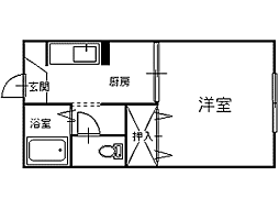 アヴニール北仙北 1Kの間取図画像