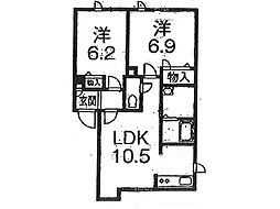シャーメゾンセブンコート 2LDKの間取図画像