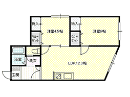 OWL 1階2LDKの間取り