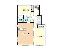 レトア未来B 2LDKの間取図画像