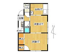 コーポ南十字星 2Kの間取図画像
