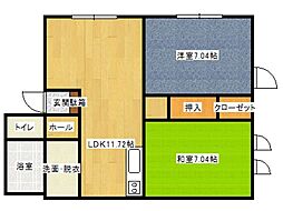 コーポはしA 2LDKの間取図画像