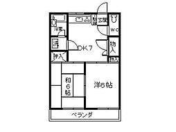 アーバンホームズ第二浜田玉川 2DKの間取図画像