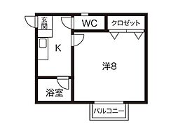 ラ・メール 1Kの間取図画像