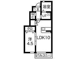 ビバリーヒルズA 1LDKの間取図画像