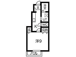 ケランシェル 1Kの間取図画像