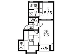 シェーンレーベン弐番館 2Kの間取図画像
