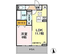 D-room姉体3B 1LDKの間取図画像