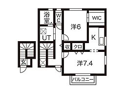 ファンハウスレンテ 2Kの間取図画像